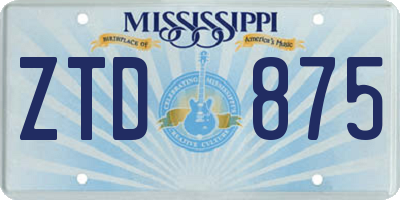 MS license plate ZTD875