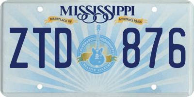 MS license plate ZTD876