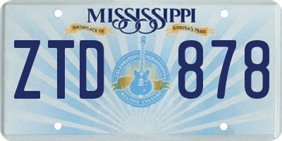 MS license plate ZTD878