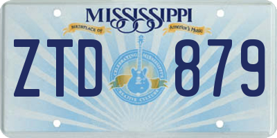 MS license plate ZTD879