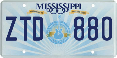 MS license plate ZTD880