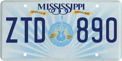 MS license plate ZTD890