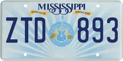 MS license plate ZTD893