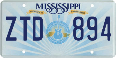 MS license plate ZTD894