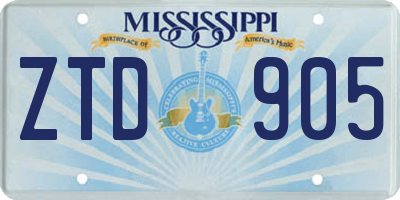 MS license plate ZTD905