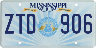 MS license plate ZTD906