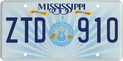 MS license plate ZTD910