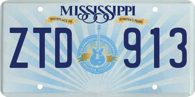 MS license plate ZTD913
