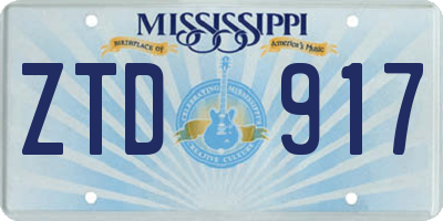 MS license plate ZTD917
