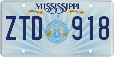 MS license plate ZTD918