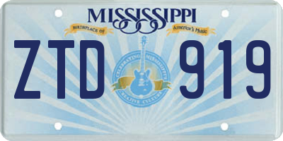 MS license plate ZTD919
