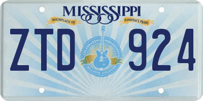 MS license plate ZTD924