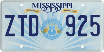 MS license plate ZTD925