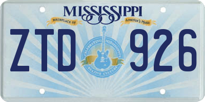 MS license plate ZTD926
