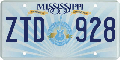 MS license plate ZTD928