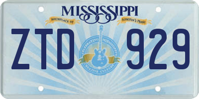 MS license plate ZTD929