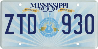 MS license plate ZTD930
