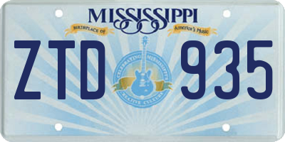 MS license plate ZTD935