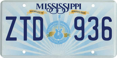 MS license plate ZTD936