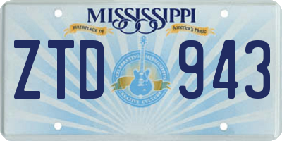 MS license plate ZTD943