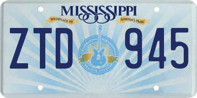 MS license plate ZTD945