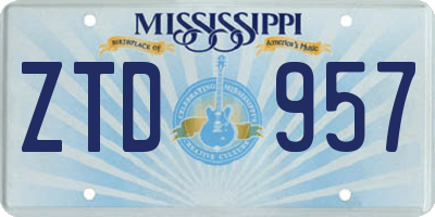 MS license plate ZTD957