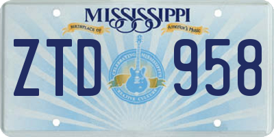 MS license plate ZTD958