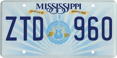 MS license plate ZTD960