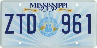 MS license plate ZTD961