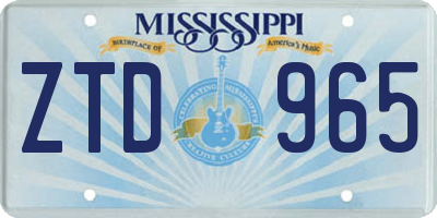 MS license plate ZTD965