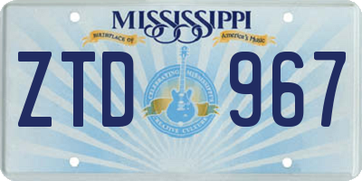 MS license plate ZTD967