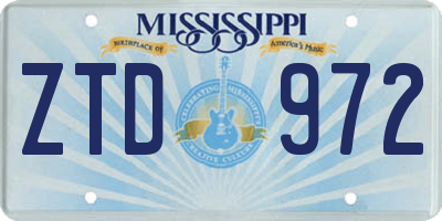 MS license plate ZTD972