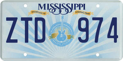 MS license plate ZTD974