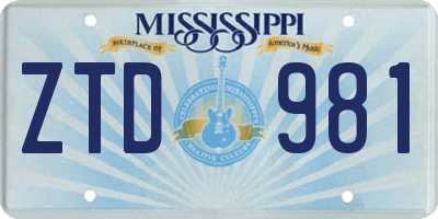 MS license plate ZTD981