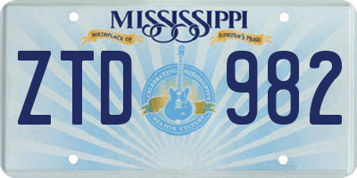 MS license plate ZTD982