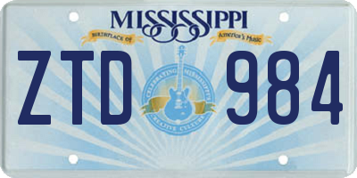 MS license plate ZTD984