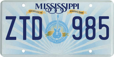 MS license plate ZTD985