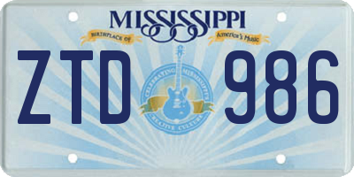MS license plate ZTD986