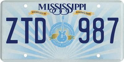 MS license plate ZTD987