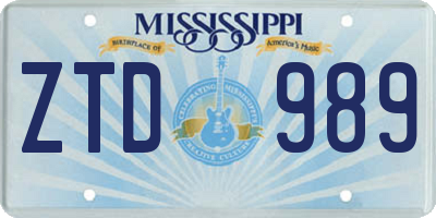 MS license plate ZTD989
