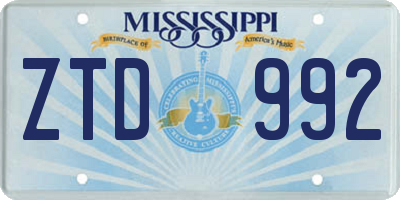 MS license plate ZTD992