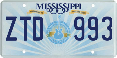 MS license plate ZTD993