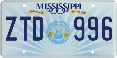 MS license plate ZTD996