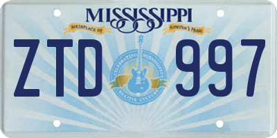 MS license plate ZTD997