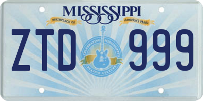 MS license plate ZTD999