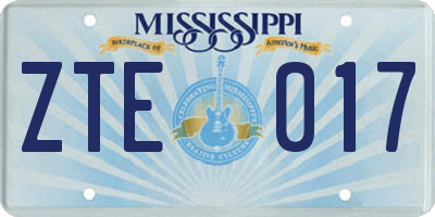 MS license plate ZTE017