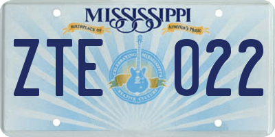 MS license plate ZTE022