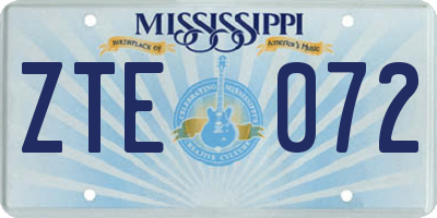 MS license plate ZTE072