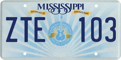 MS license plate ZTE103