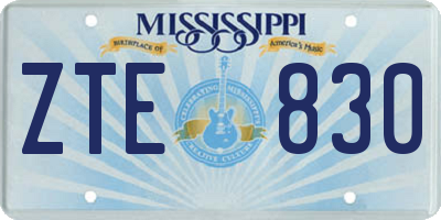MS license plate ZTE830